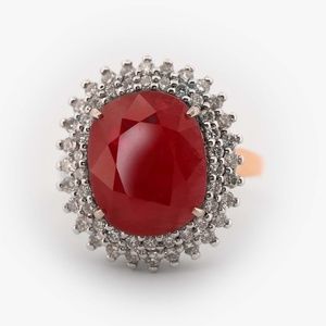 5.98 CT RUBY AND DIAMOND RING (GIA Certified)